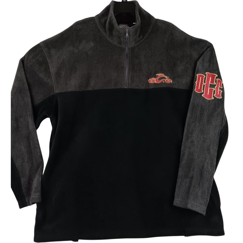 Orange County Choppers Vintage Fleece Sweater XXL Black/Gray Quarter Zip Logo